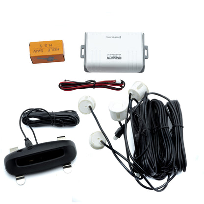 Parkeringssensor med display – Vit – ultraljudssensor – 4 sensorer – 4x 2,5 m
