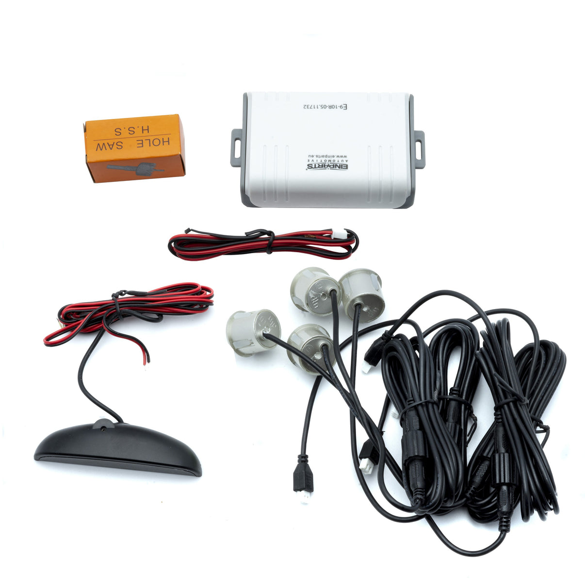 Parkeringssensor med display – Askgrå – ultraljudssensor – 4 sensorer – 4x 2,5 m