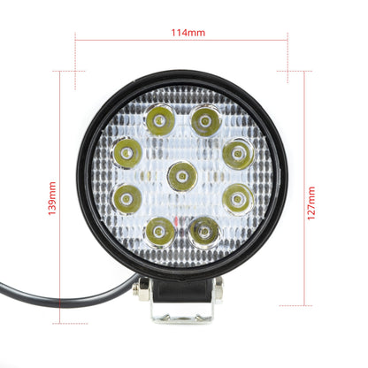 LED-arbetslampa – 27 W – 6000K – 9 LED – 2025 LM – 116 mm