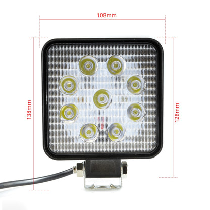 LED-arbetslampa – 27 W – 6000K – 9 LED – 2025 LM – 110 mm