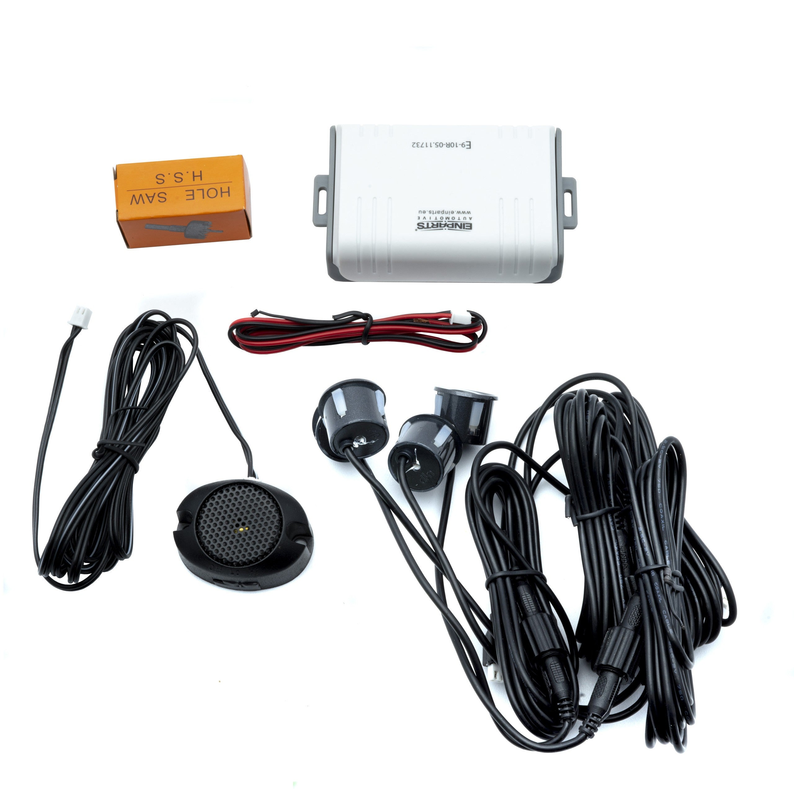 Parkeringssensor med summer – Grafit – ultraljudssensor – 4 sensorer – 4x 2,5 m