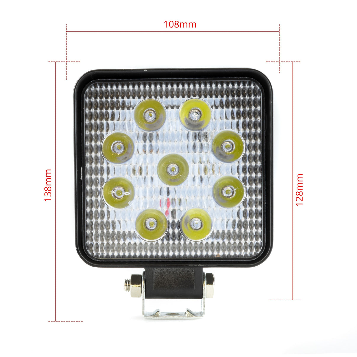 LED-arbetslampa – 27 W – 6000K – 9 LED – 2025 LM – 110 mm