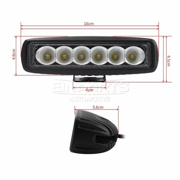 LED-arbetslampa – 18 W – 6000K – 6 LED – 1350 LM – 160 mm