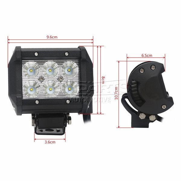 LED-arbetslampa – 18 W – 4300K – 6 LED – 1350 LM – 96 mm