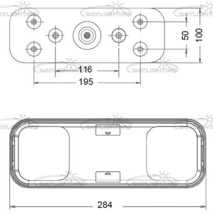 Baglygte Multifunktions LED 284 mm - 12/24V - til trailer & lastbil - detailbillede