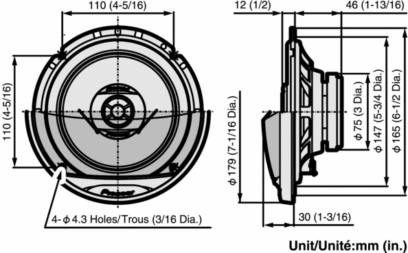 Bilhøjttaler 6,5" coax TS-G1712i - 35W RMS / 170W Max - 4 Ohm - detaljebillede