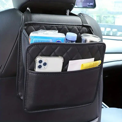 Autostole Organizer PU læder - Rygopbevaring med lommer til bil - Nærbillede detaljer | Carlevel