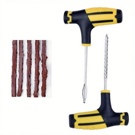 Komplet dækreparationssæt med 5 reparationsstrips - til bil, cykel & slangeløse dæk - Carlevel - 
