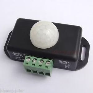 IR sensor 12-24V - Bevægelsessensor med justerbar timer, sort eller hvid - detaljebillede