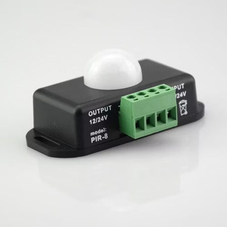 IR sensor 12-24V - Bevægelsessensor med justerbar timer, sort eller hvid - produktbillede