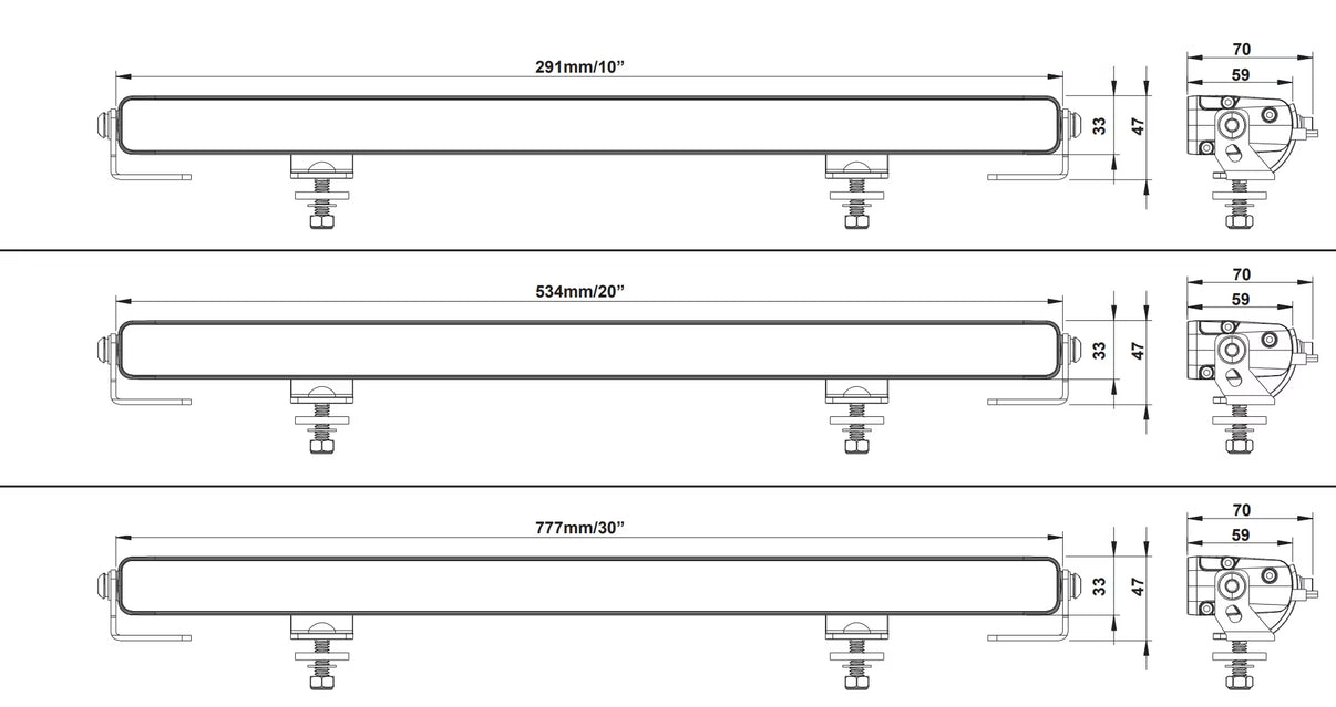 LED-rampe Razor Slimbar Pro - 10", 20" eller 30" med positionslys - billede 9