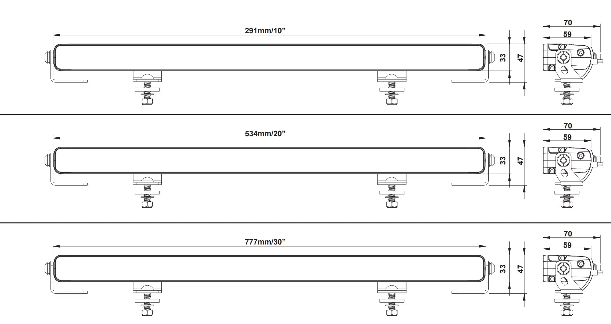 LED-rampe Razor Slimbar Pro - 10", 20" eller 30" med positionslys - billede 9