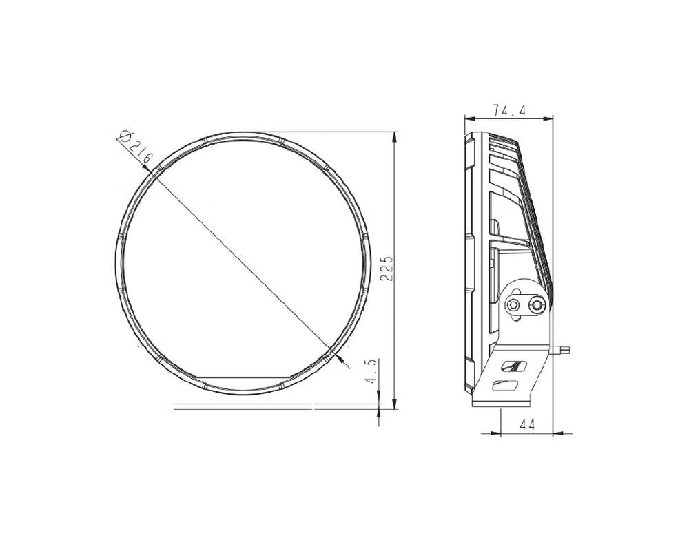 LED ekstra lys V-Sight RAGE 9" – 742m rækkevidde, 11500 lumen – nærbillede