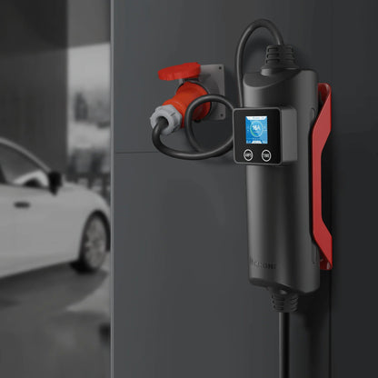 Ladekabel Type 2 3-faset 11 kW 400 V Evconnect med LCD og RFID - smart ladekabel Mode 2 - i brug | Evconnect