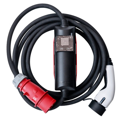Ladekabel Type 2 3-faset 11 kW 400 V Evconnect med LCD og RFID - smart ladekabel Mode 2 - produktbillede forfra | Evconnect