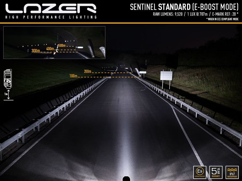 LED Ekstra lys Sentinel 9" Krom med E-Boost 87W - billede 8