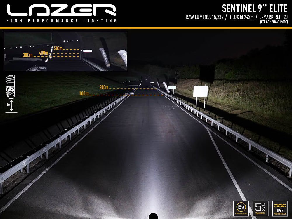 LED ekstralys Sentinel Elite 9" med positionslys - brug