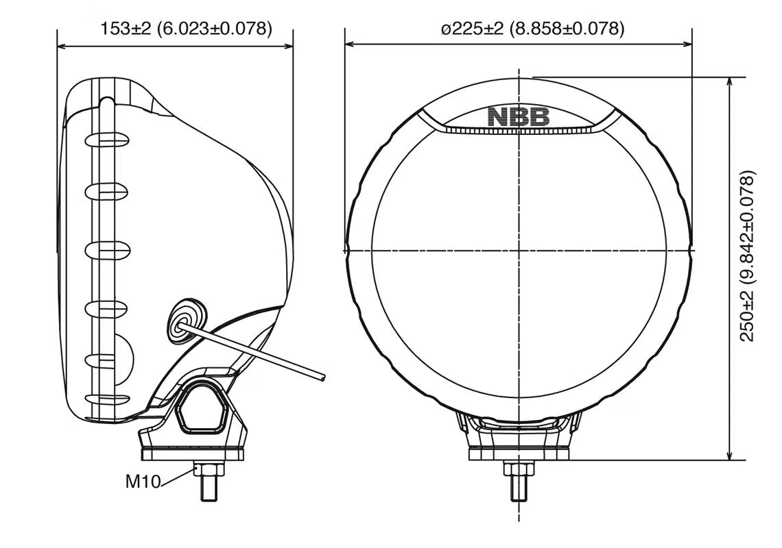 NBB Alpha 225 Xenon Extraljus 35 W med LED Positionsljus – närbild