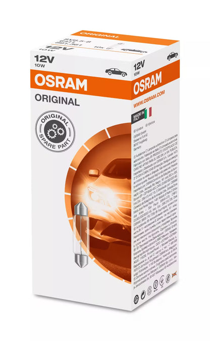 OSRAM ORIGINAL FESTOON – 10w – 12V – produkt set fra siden | OSRAM