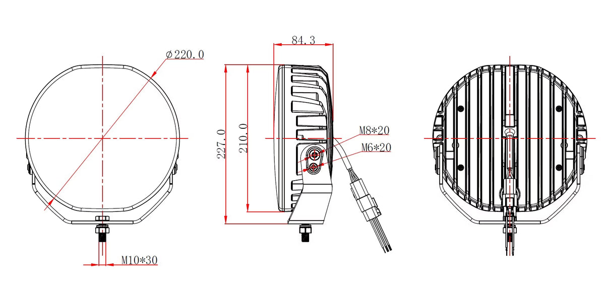 OZZ 9" LED Extraljus 160 W med Tredelat Positionsljus – användning