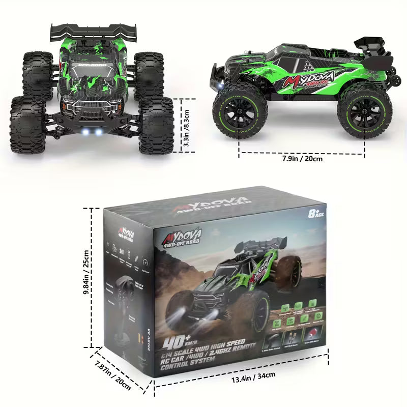 RC Car 1:14 4X4 Monster Truck - høj hastighed, 2 batterier & off-road design - detaljebillede