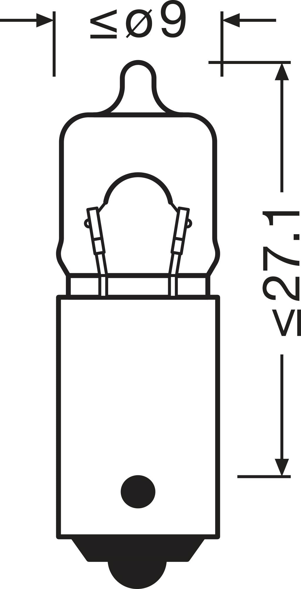 OSRAM ORIGINAL MINIWATT – 10W – 12V – produktvy från sidan | OSRAM