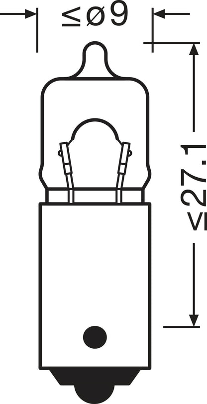 OSRAM ORIGINAL MINIWATT – 10W – 12V – produktvy från sidan | OSRAM