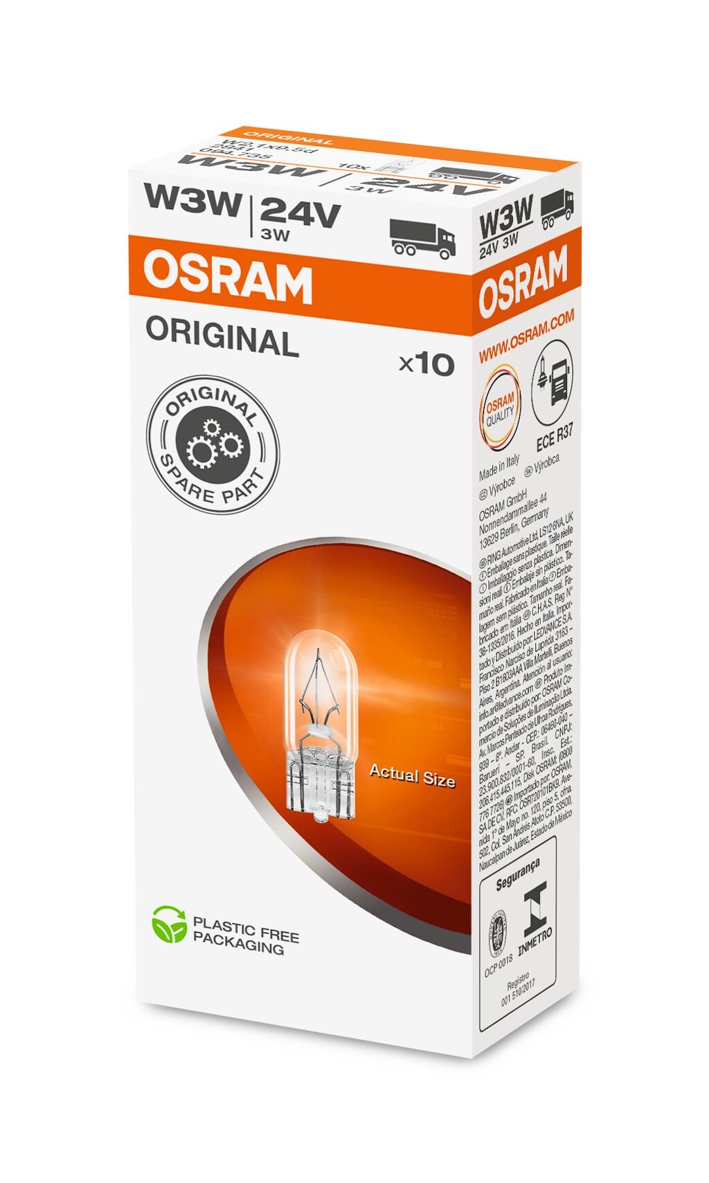 OSRAM ORIGINAL – WEDGE BASE – 3W – 24V – W2.1x9.5d – produktvy från sidan | OSRAM