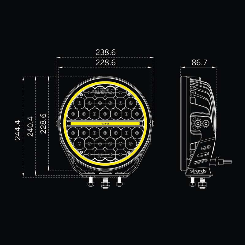 Strands Siberia XP 9" LED Extra Light - 15030 lm Xperience - emballage og indhold | Strands Lighting Division