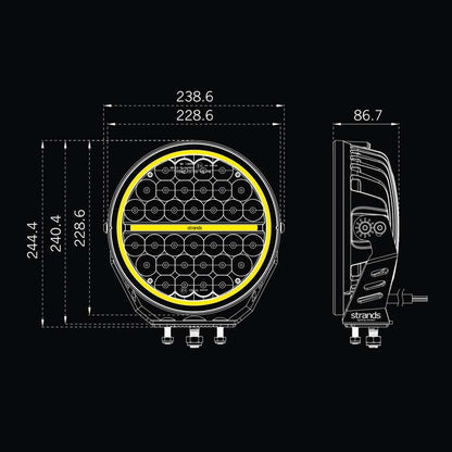 Strands Siberia XP 9" LED Extra Light - 15030 lm Xperience - emballage og indhold | Strands Lighting Division