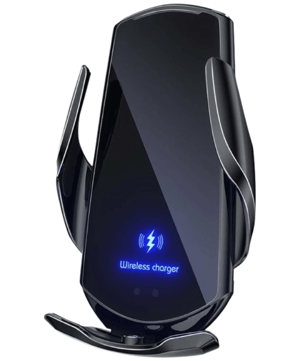 Trådløs biloplader med hurtig opladning & auto - Fastspændende mobilholder 15W - Carlevel - 