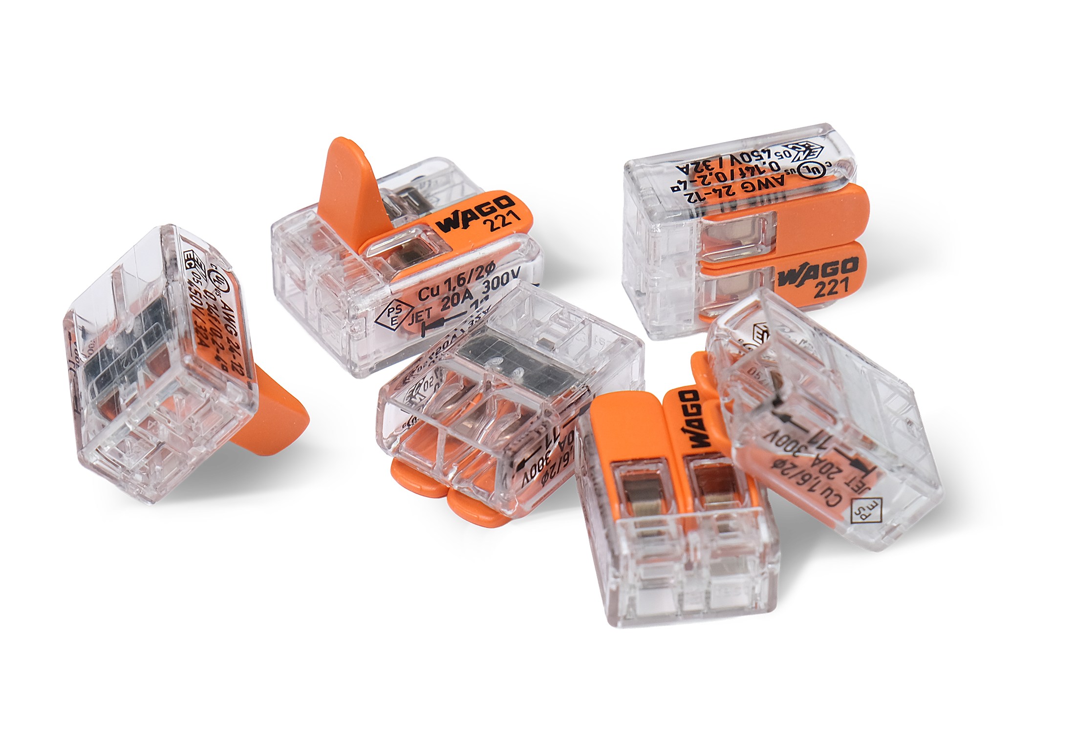 Wago 221 – 412 Splicing connector with levers – 2 – conductor 30 – P – produktbild framifrån | Wago