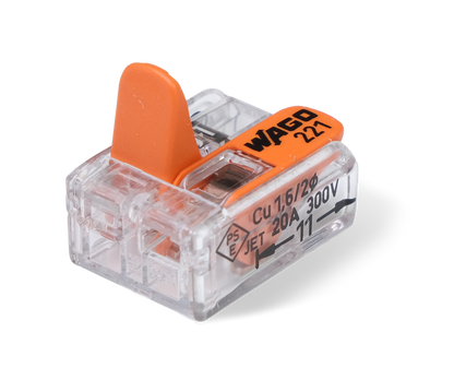 Wago 221 – 412 Splicing connector with levers – 2 – conductor – närbild detaljer | Wago