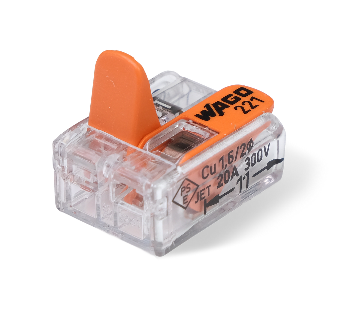 Wago 221 – 412 Splicing connector with levers – 2 – conductor 100 – P – produktvy från sidan | Wago