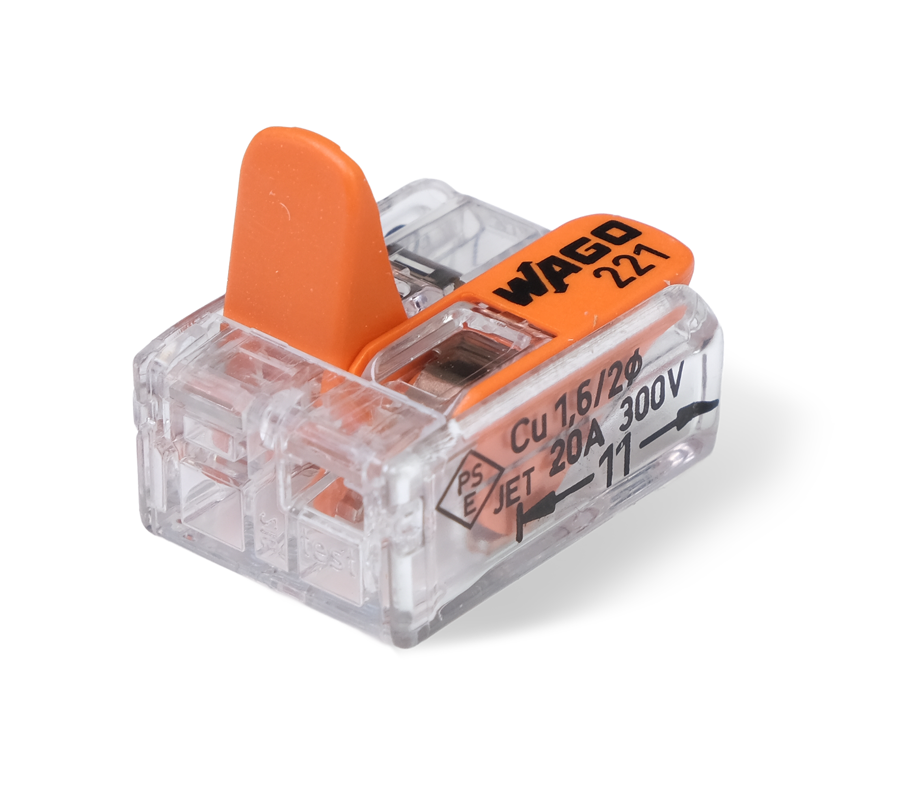 Wago 221 – 412 Splicing connector with levers – 2 – conductor 100 – P – produktvy från sidan | Wago