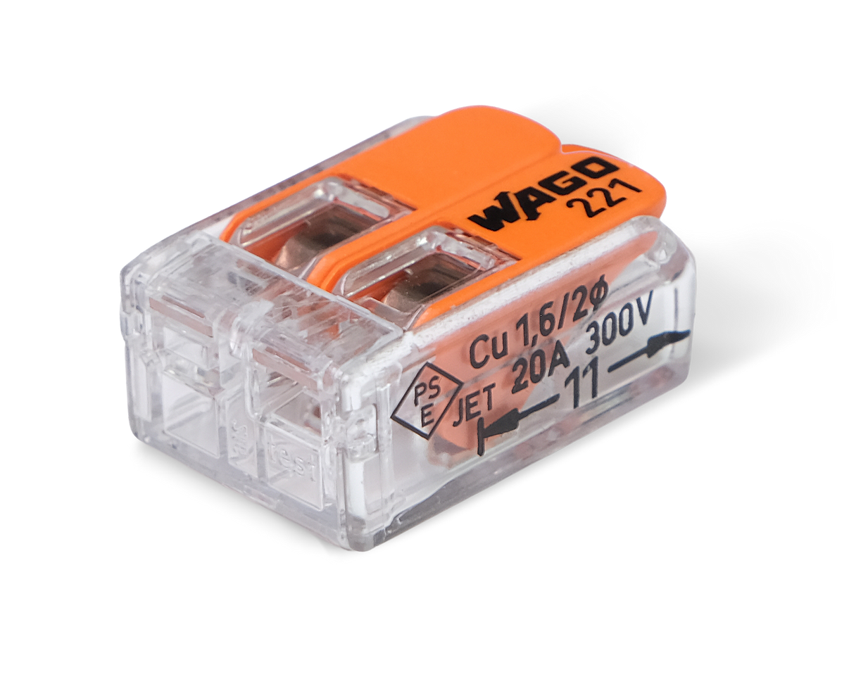 Wago 221 – 412 Splicing connector with levers – 2 – conductor 50 – P – närbild detaljer | Wago