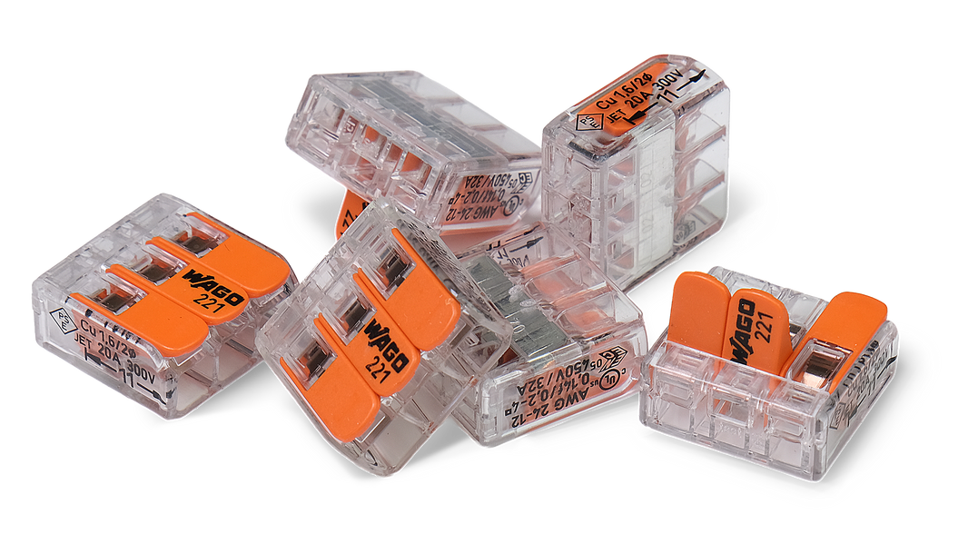 Wago 221 – 413 Splicing connector with levers – 3 – conductor 30 – P – produktbild framifrån | Wago