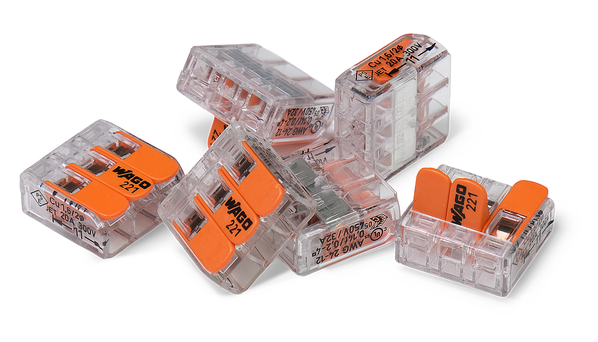 Wago 221 – 413 Splicing connector with levers – 3 – conductor 30 – P – produktbild framifrån | Wago