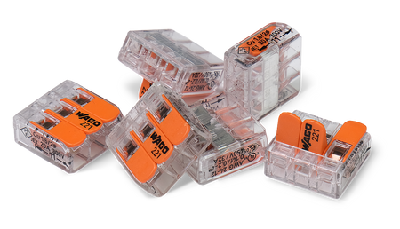 Wago 221 – 413 Splicing connector with levers – 3 – conductor 100 – P – produktbild framifrån | Wago