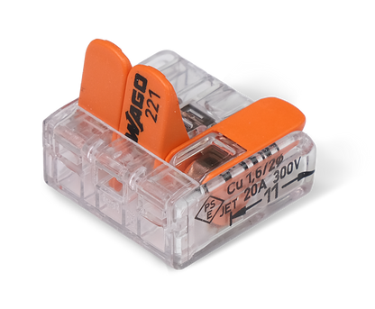 Wago 221 – 413 Splicing connector with levers – 3 – conductor 100 – P – produktvy från sidan | Wago