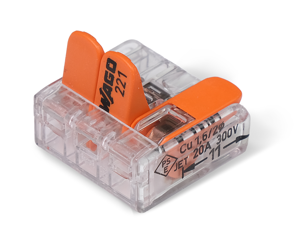 Wago 221 – 413 Splicing connector with levers – 3 – conductor 50 – P – produktvy från sidan | Wago
