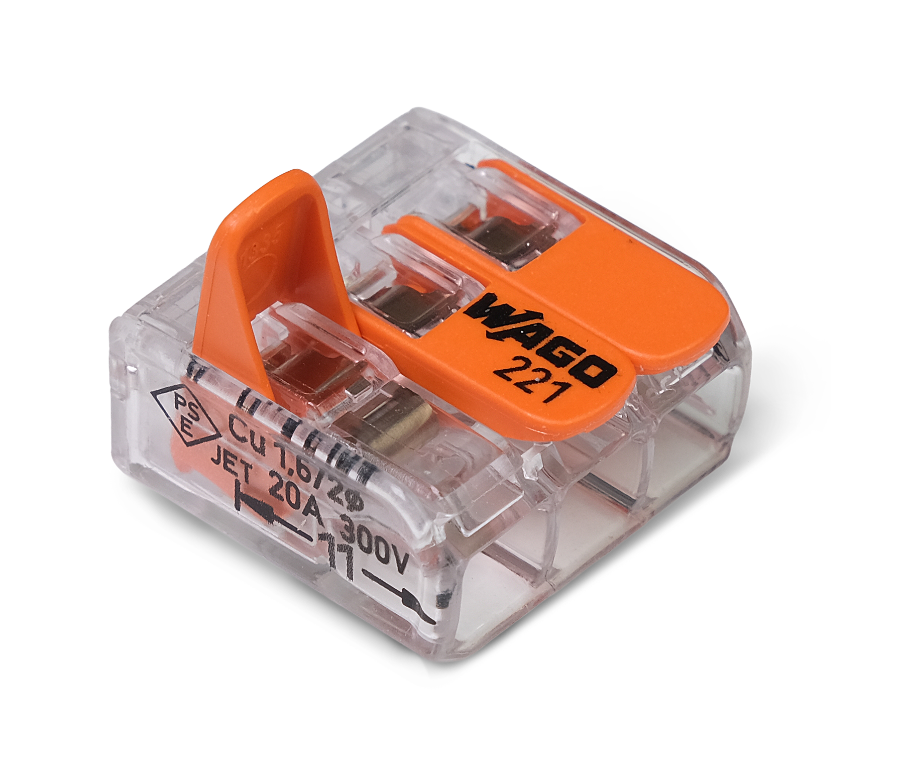 Wago 221 – 413 Splicing connector with levers – 3 – conductor – produktvy från sidan | Wago