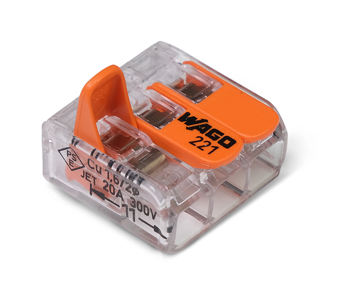 Wago 221 – 413 Splicing connector with levers – 3 – conductor 50 – P – i användning | Wago