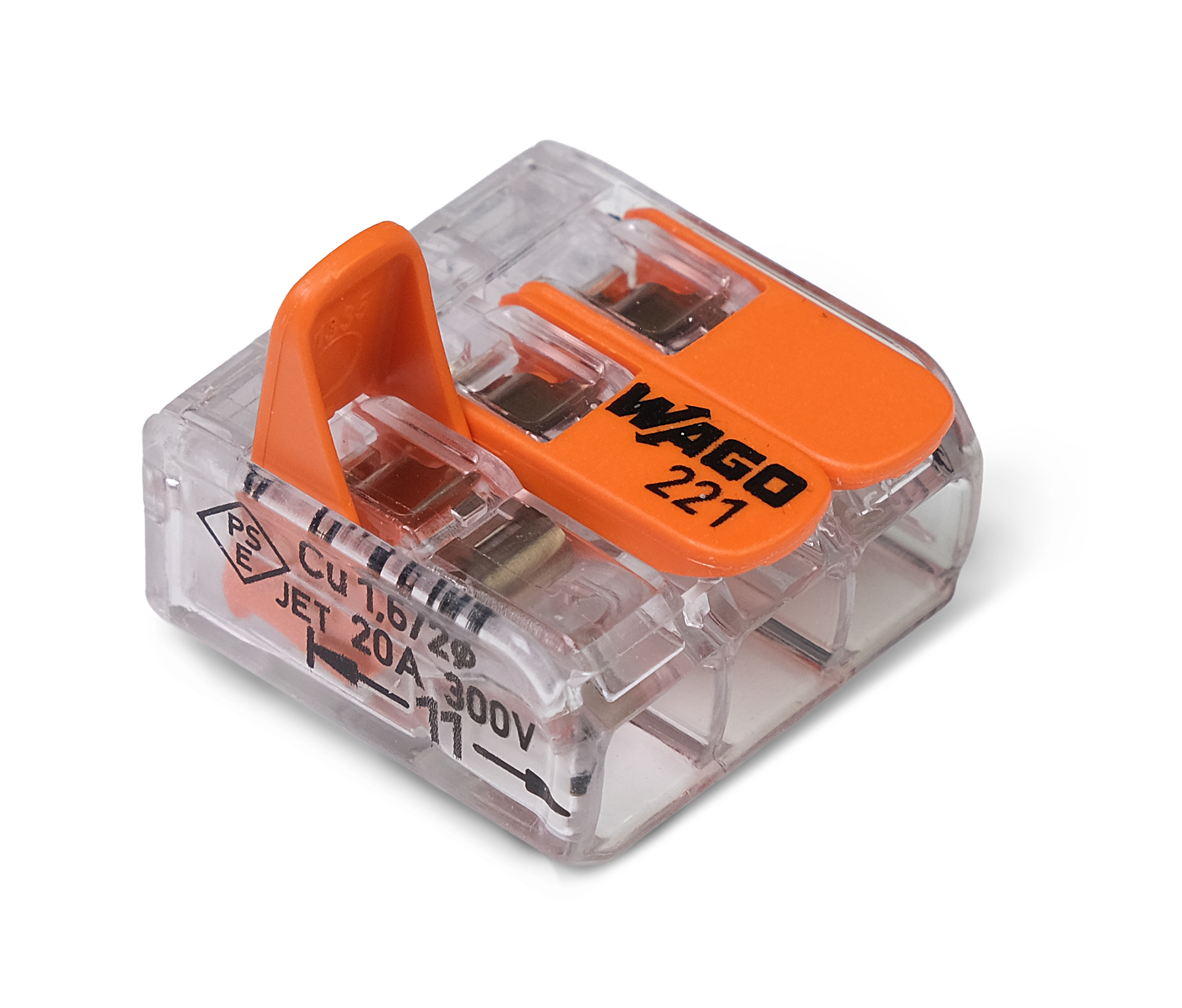 Wago 221 – 413 Splicing connector with levers – 3 – conductor 100 – P – i användning | Wago