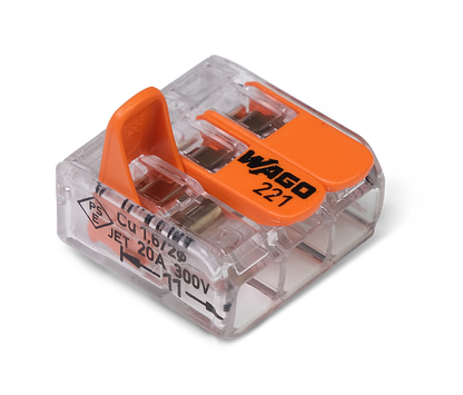 Wago 221 – 413 Splicing connector with levers – 3 – conductor 30 – P – i användning | Wago