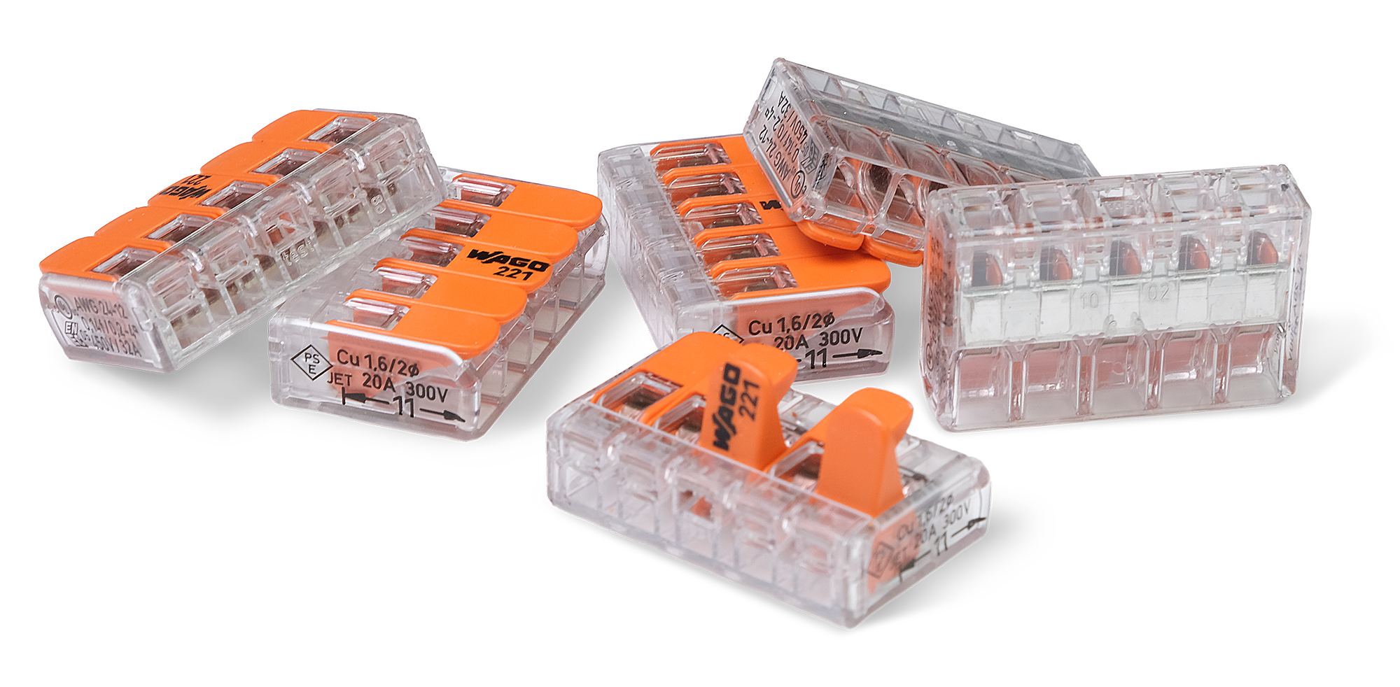 Wago 221 – 415 Splicing connector with levers – 5 – conductor 50 – P – produktbild framifrån | Wago