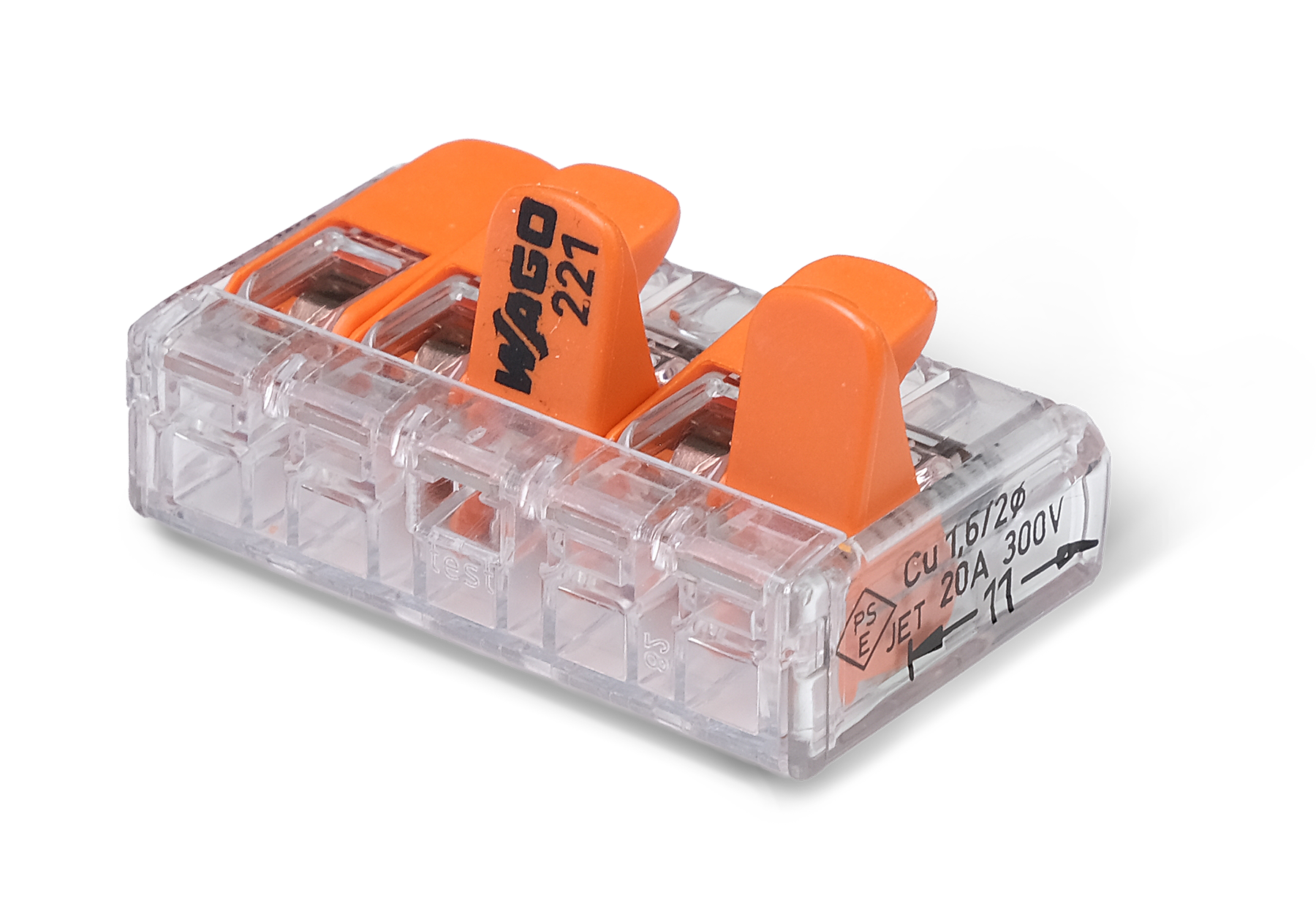 Wago 221 – 415 Splicing connector with levers – 5 – conductor 30 – P – produktvy från sidan | Wago