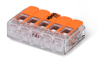 Wago 221 – 415 Splicing connector with levers – 5 – conductor 100 – P – närbild detaljer | Wago