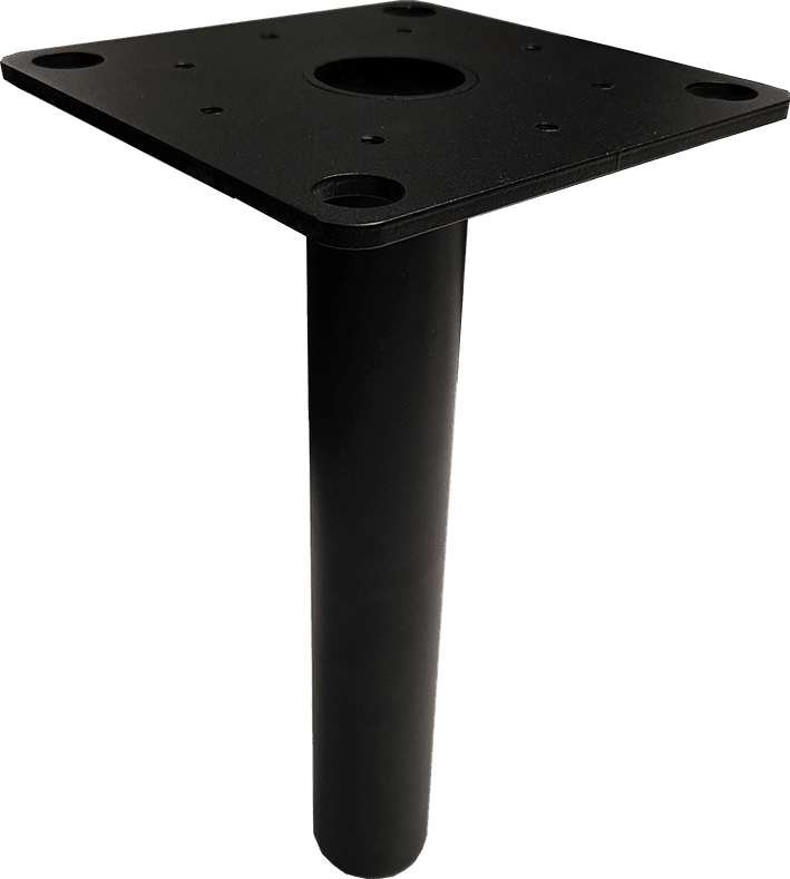 sidebillede, der viser profil og design af Adapter 60 mm rør til bundplade 200x200 160 c/c – S-Line