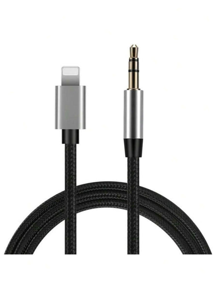 Adapter Lightning til Aux 1m Sort - Tilslut iPhone uden Adapter - Biltilbehør fra Carlevel